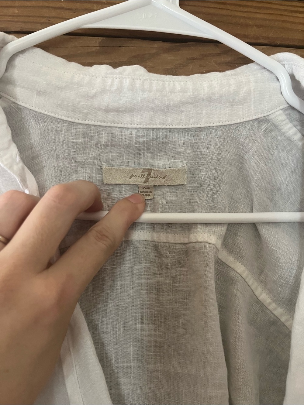 7 For All Mankind White Linen Draped Surplice Short Sleeve Top - Picture 2 of 4